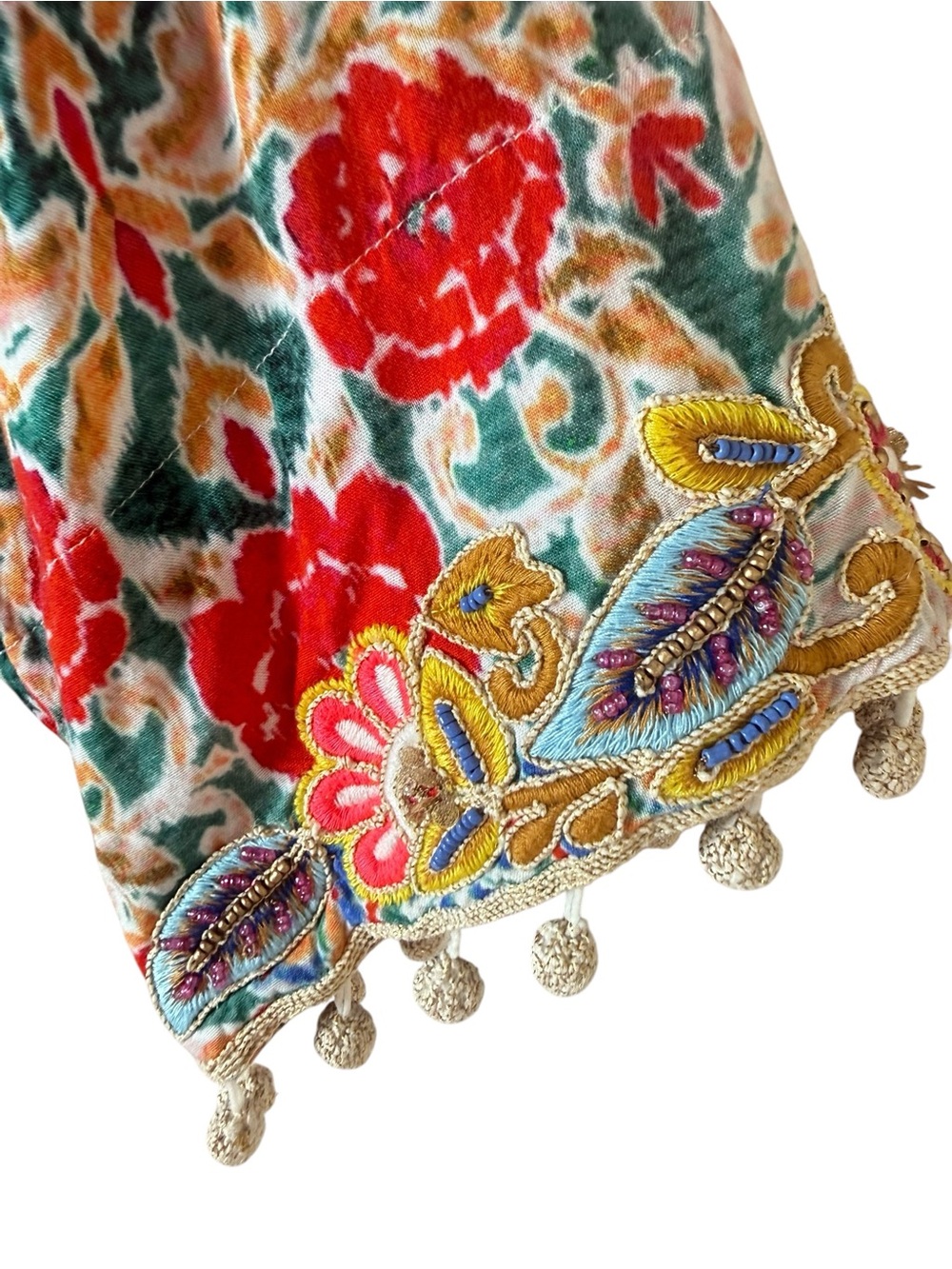 Soft Surroundings Ipanema Embroidered Beaded Caftan Maxi dress in Rio Rainbow - Picture 15 of 16